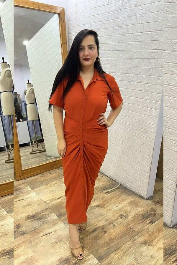 Draped shirt dress