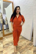 Draped shirt dress