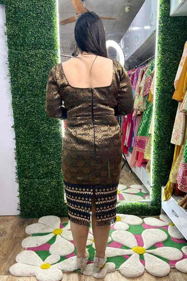 Black brocade dress