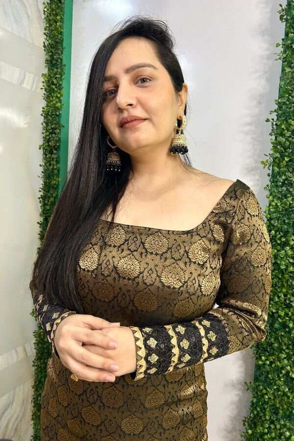 Black brocade dress