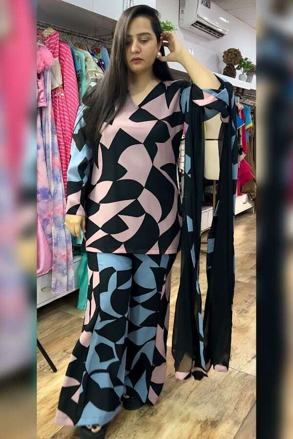 Abstract summer co-ord with dupatta