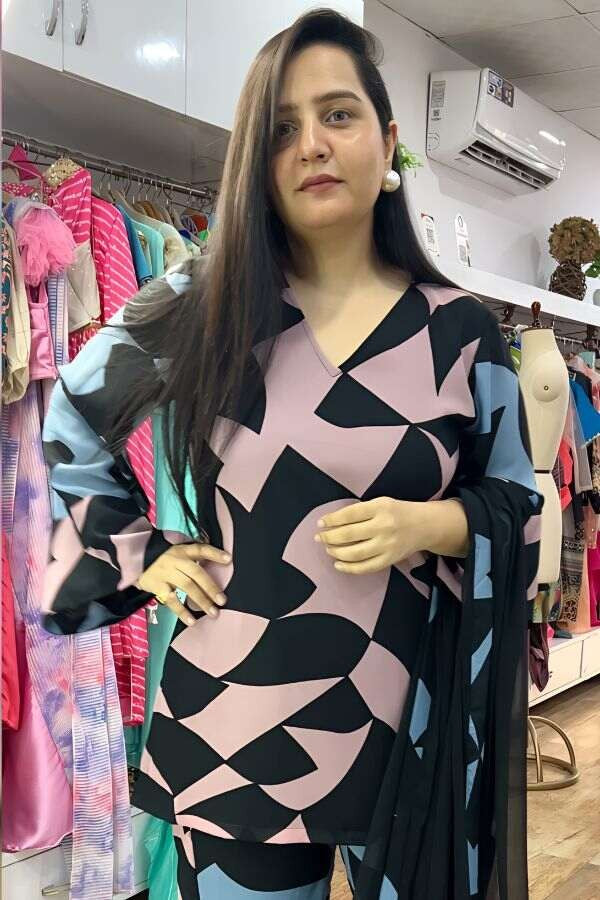 Abstract summer co-ord with dupatta