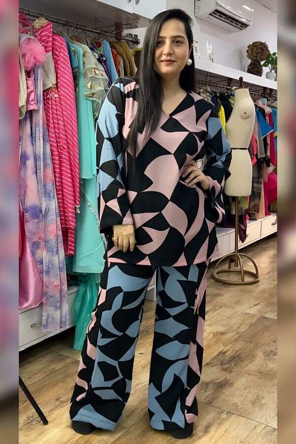 Abstract summer co-ord with dupatta