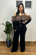 Black Velvet Off Shoulder Co-ord Set