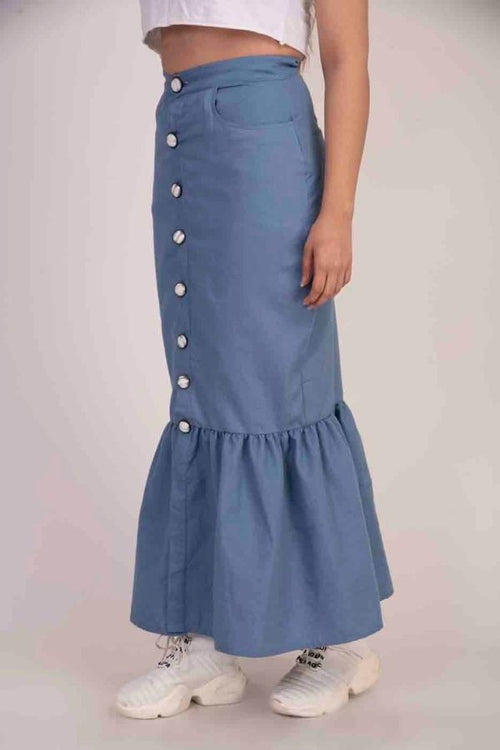 Blue Denim Fish Cut Skirt