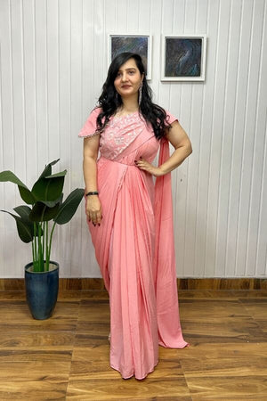 Blooming blush saree dress