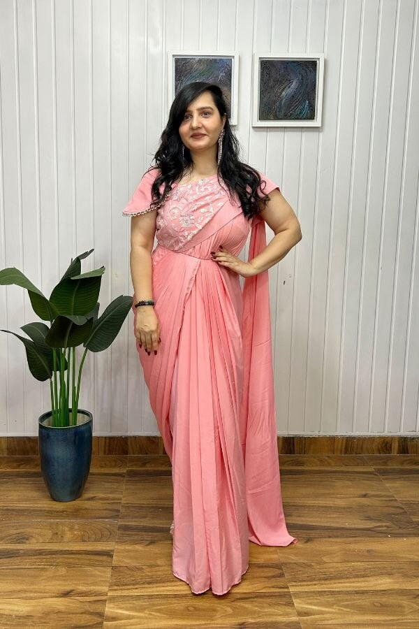 Blooming blush saree dress