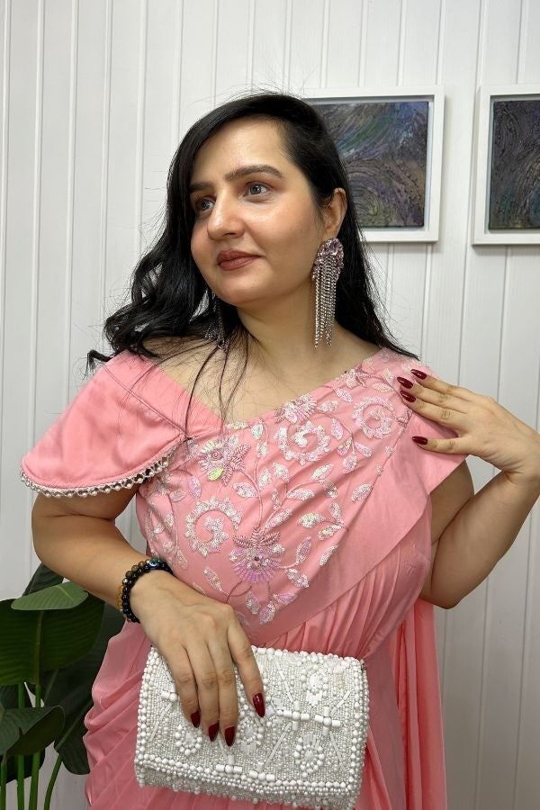 Blooming blush saree dress