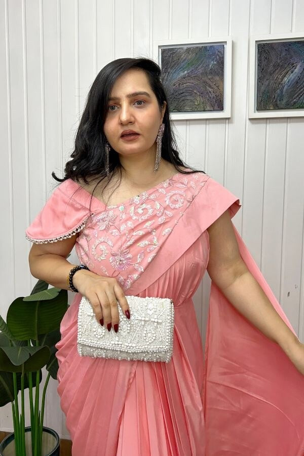 Blooming blush saree dress