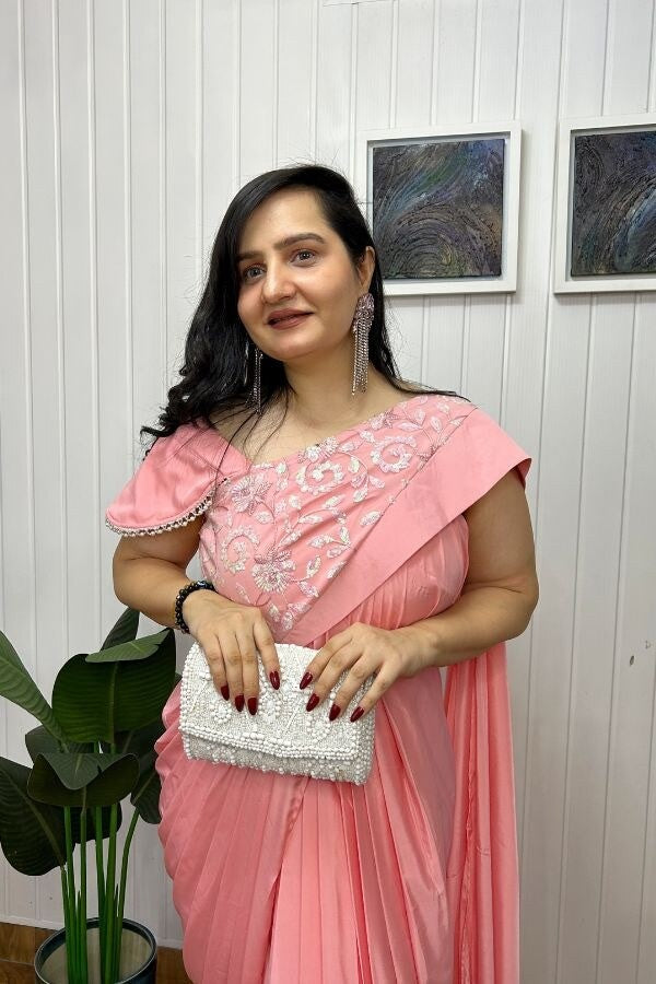 Blooming blush saree dress