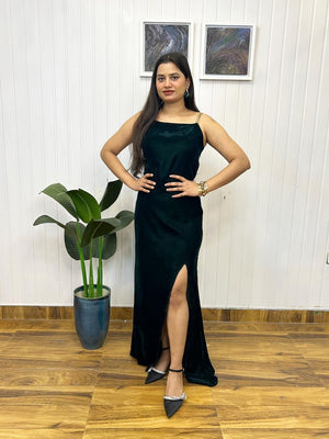 Green slit dress