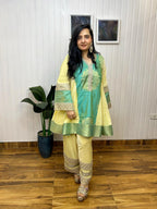 Zehra aqua & lime festive suit set
