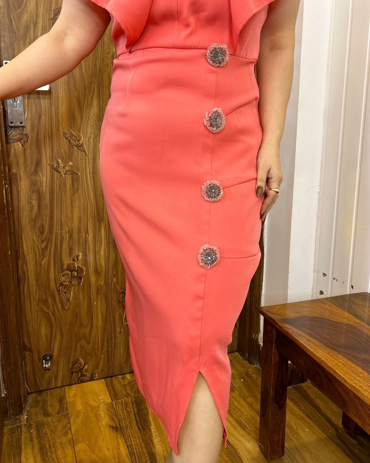 Coral whisper dress