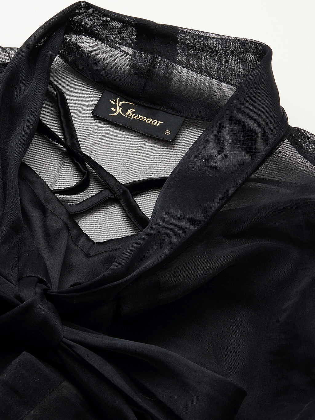 Black Organza Front Knot Style Top with Bralette