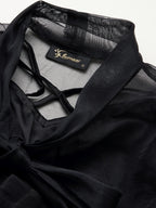 Black Organza Front Knot Style Top with Bralette