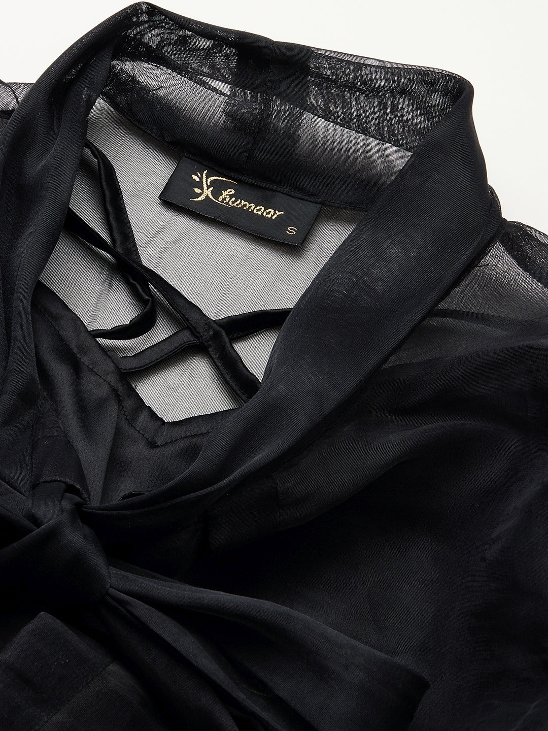 Black Organza Front Knot Style Top with Bralette