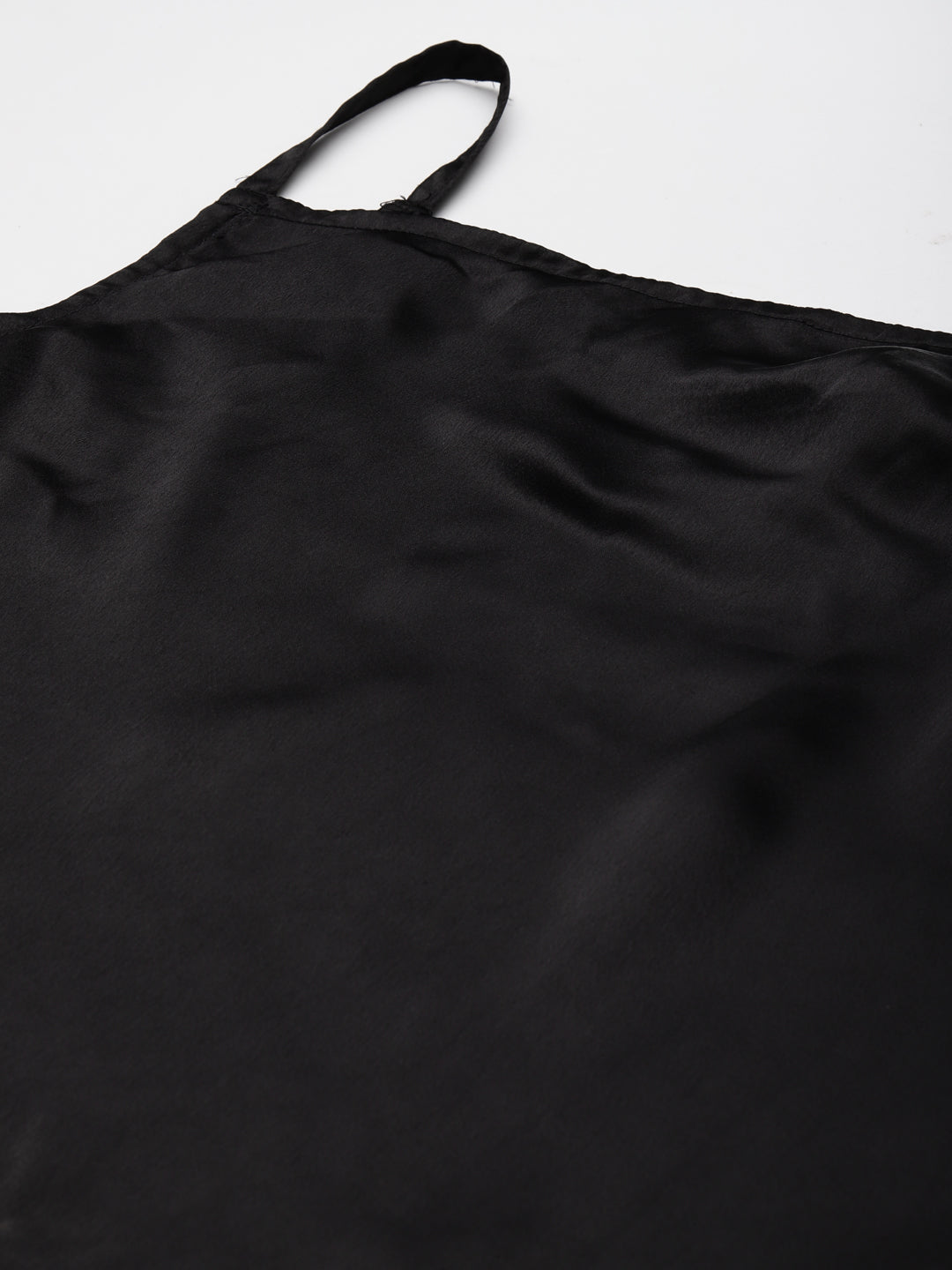 Black Satin Shoulder Strap dress