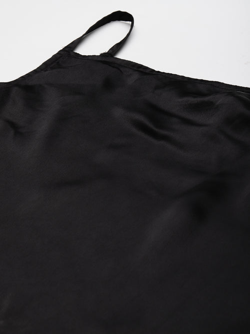 Black Satin Shoulder Strap dress