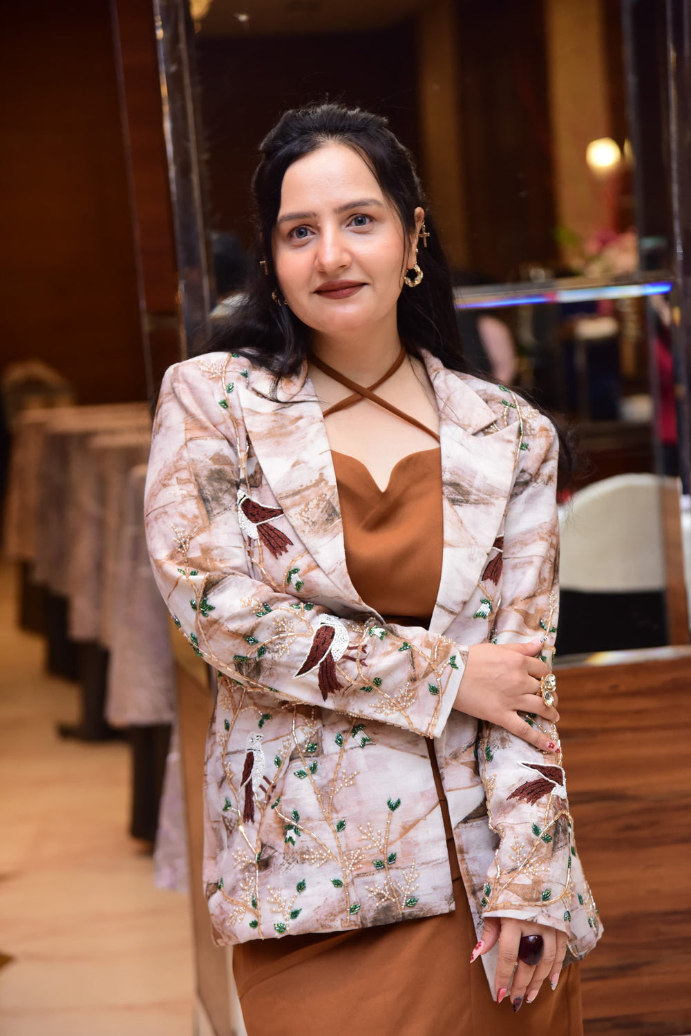 Linen Embroidered Coat with dress Set