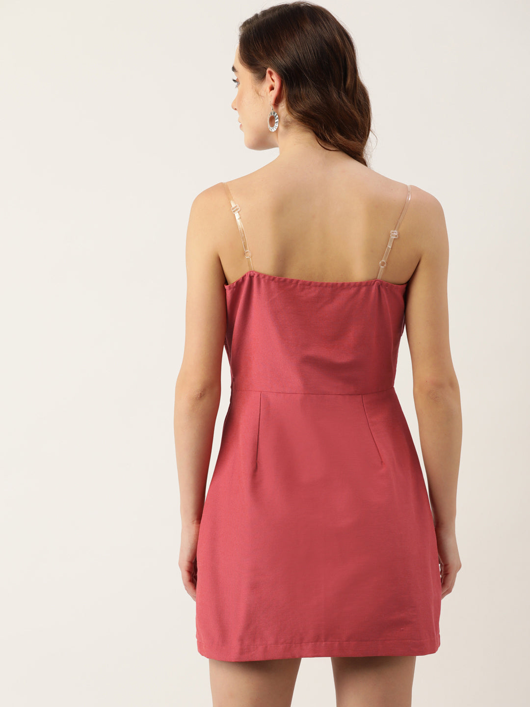 Rust Cotton Lycra Gathered Dress