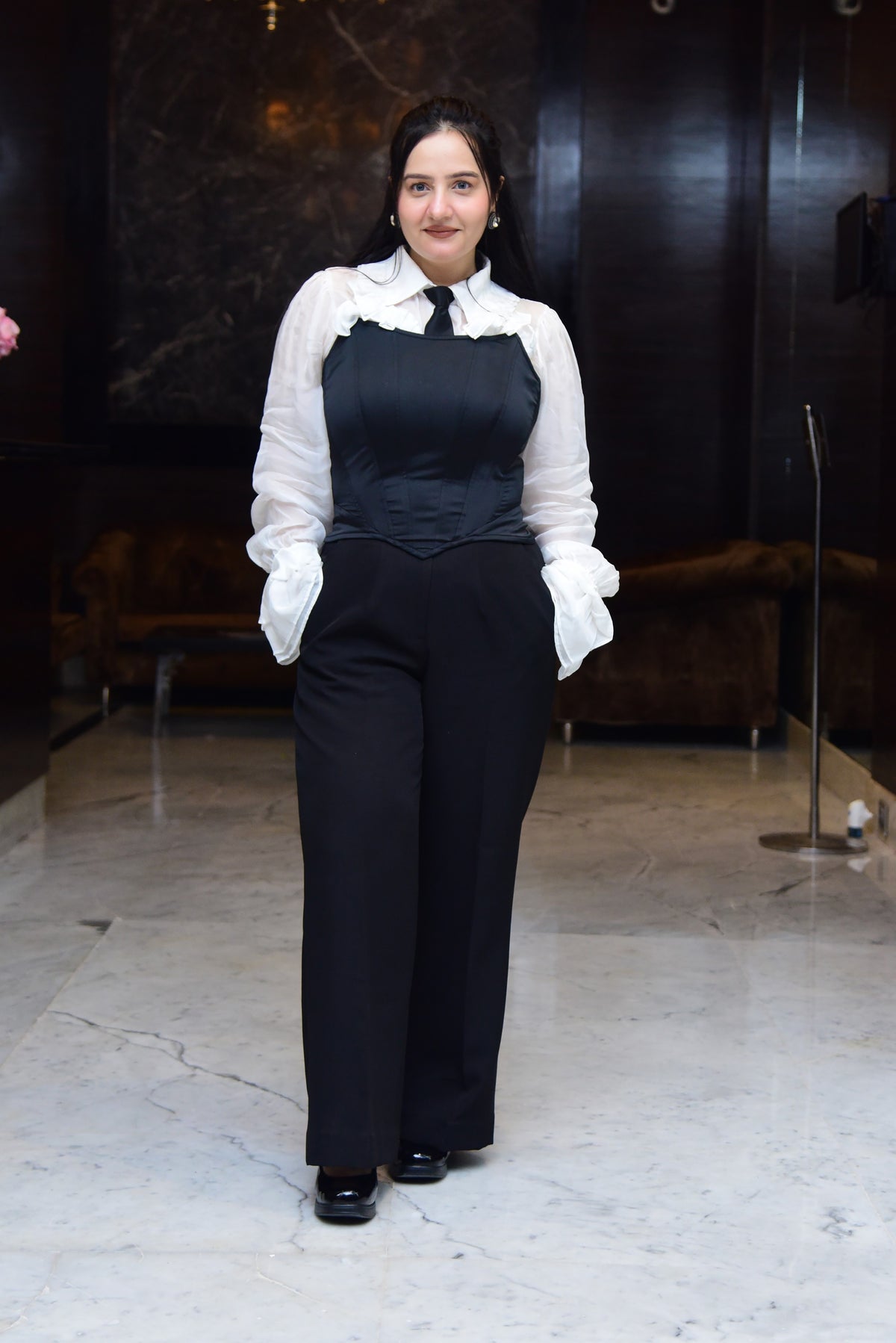 White Frilled Shirt with Corset and Pant set