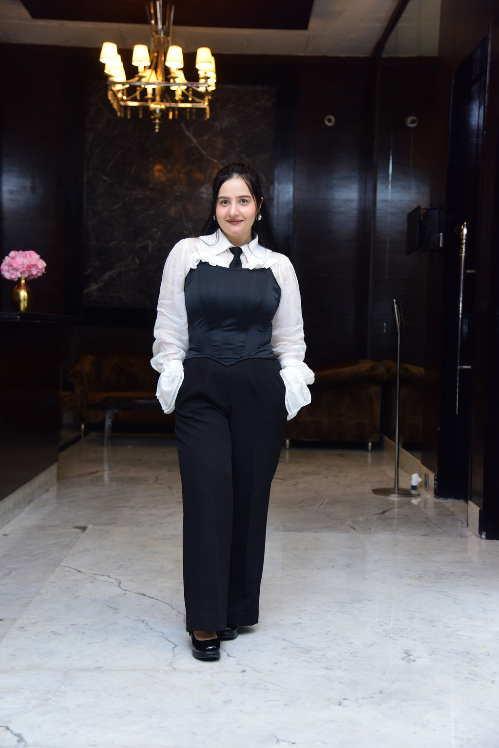 White Frilled Shirt with Corset and Pant set