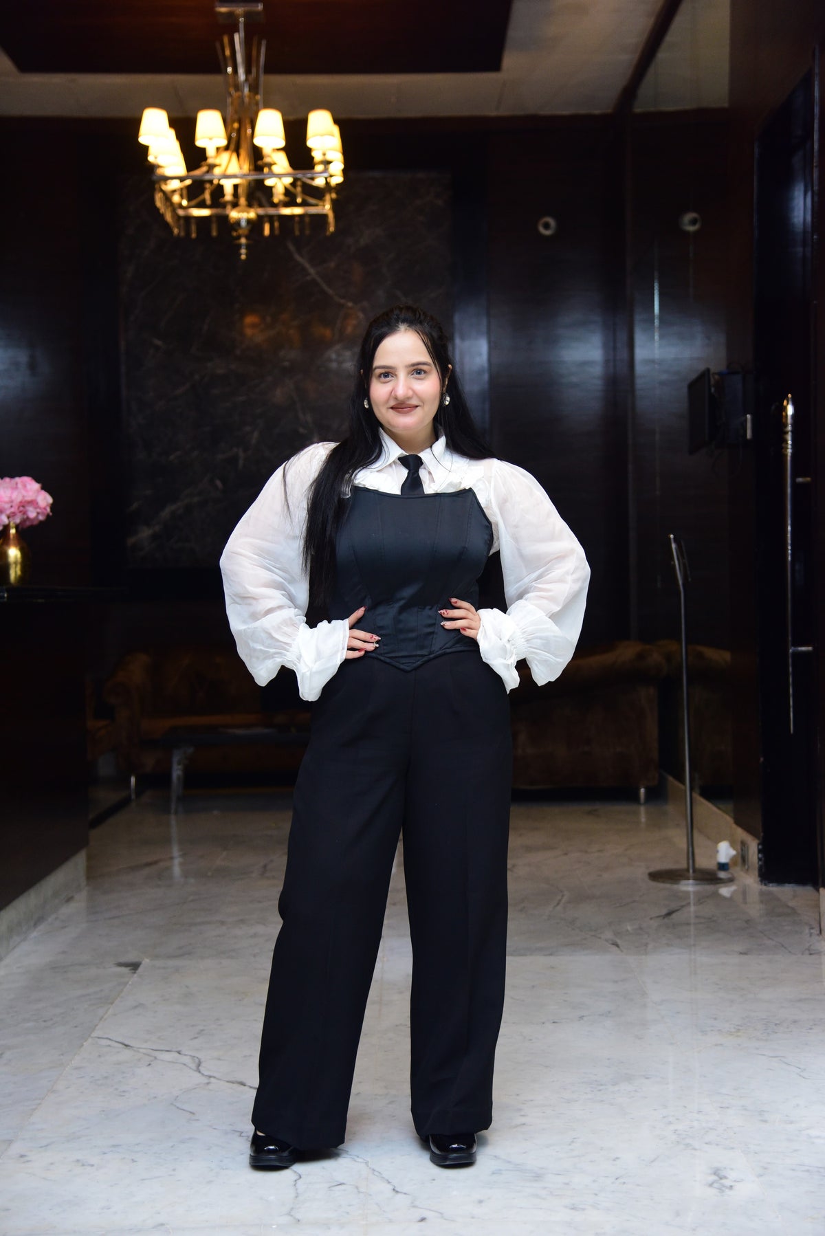 White Frilled Shirt with Corset and Pant set