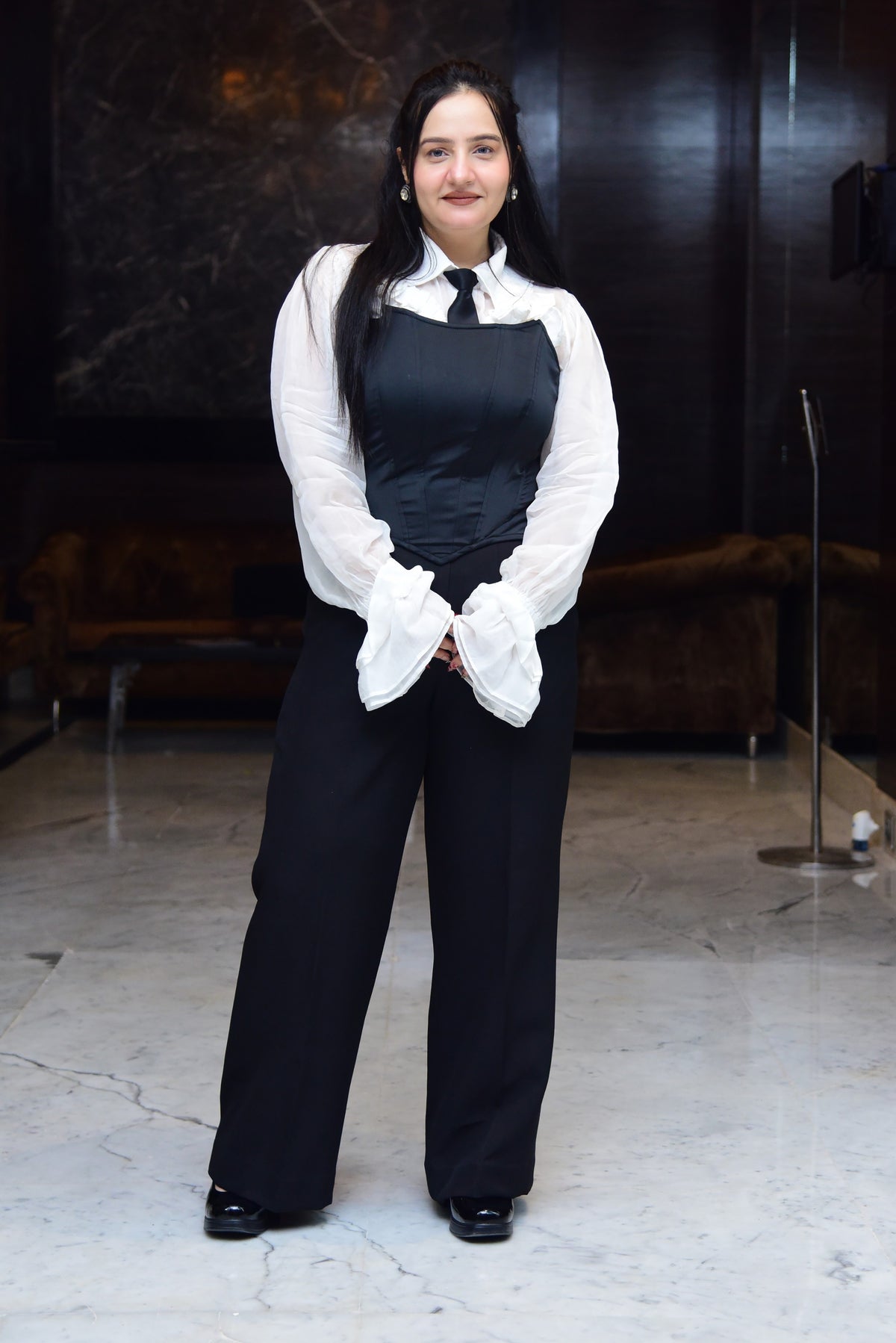 White Frilled Shirt with Corset and Pant set
