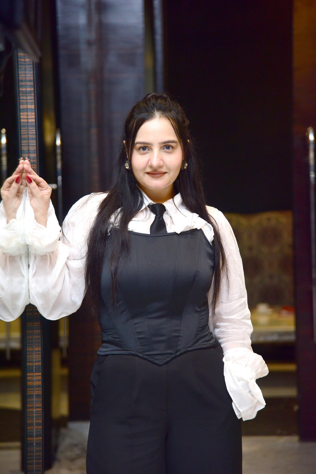 White Frilled Shirt with Corset and Pant set