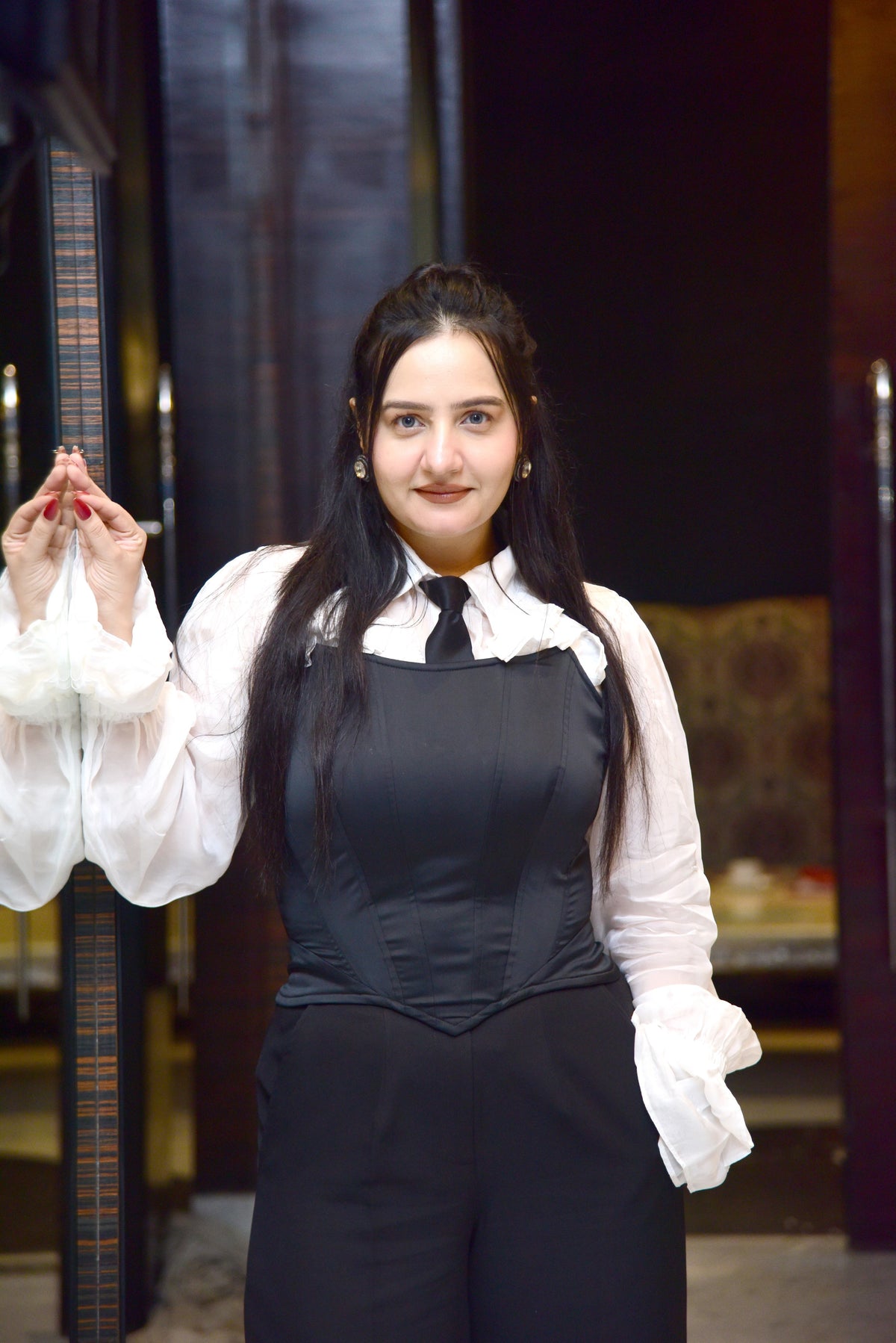 White Frilled Shirt with Corset and Pant set