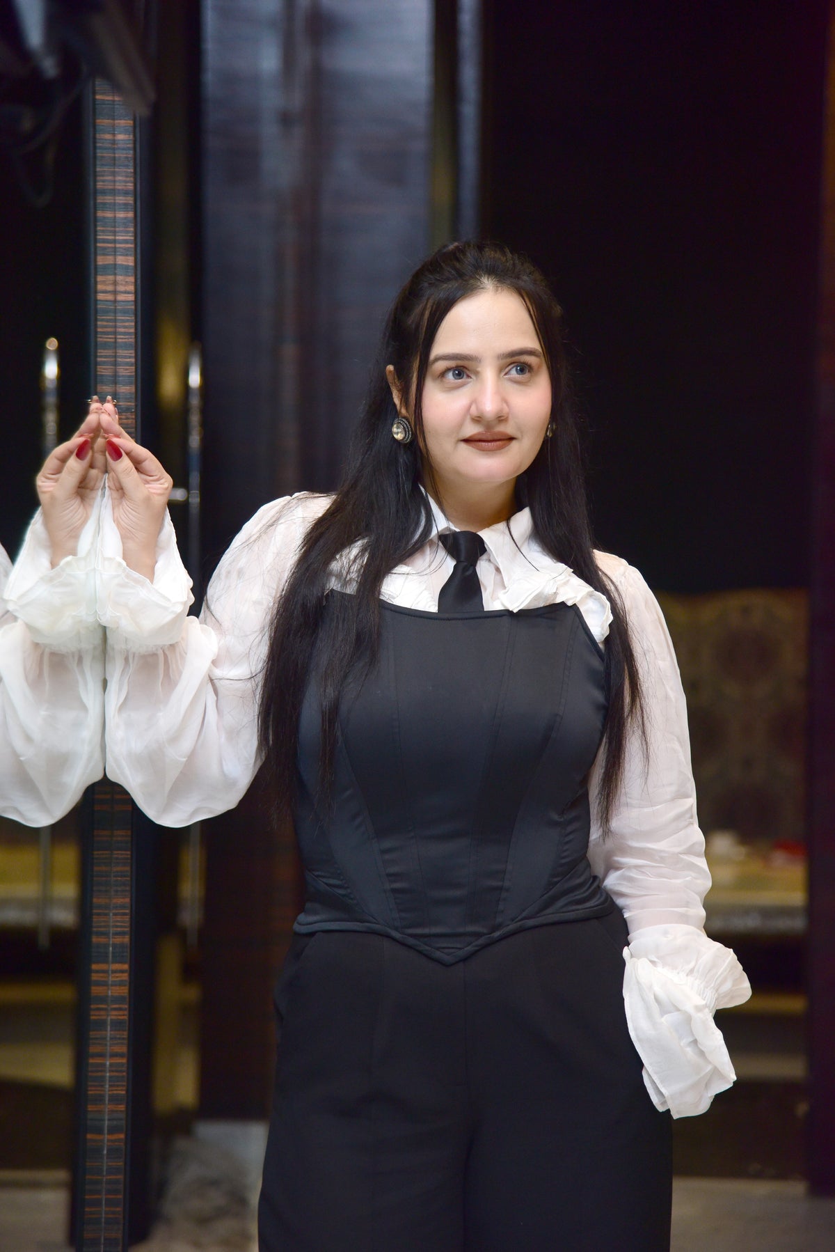 White Frilled Shirt with Corset and Pant set