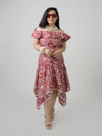 Rust cotton printed co-ord skirt set