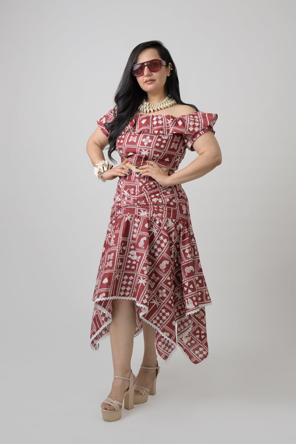 Rust Cotton Printed  co-ord set