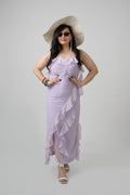 Lavender Frill Georgette Dress