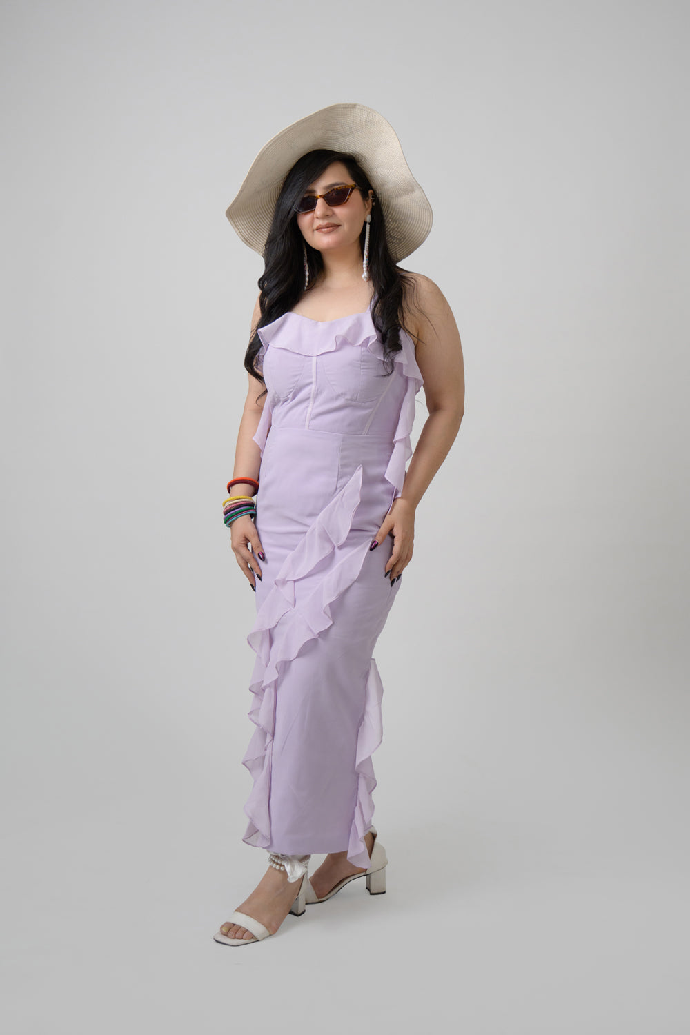 Lavender Frill Georgette Dress