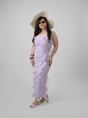 lavender georgette frill dress