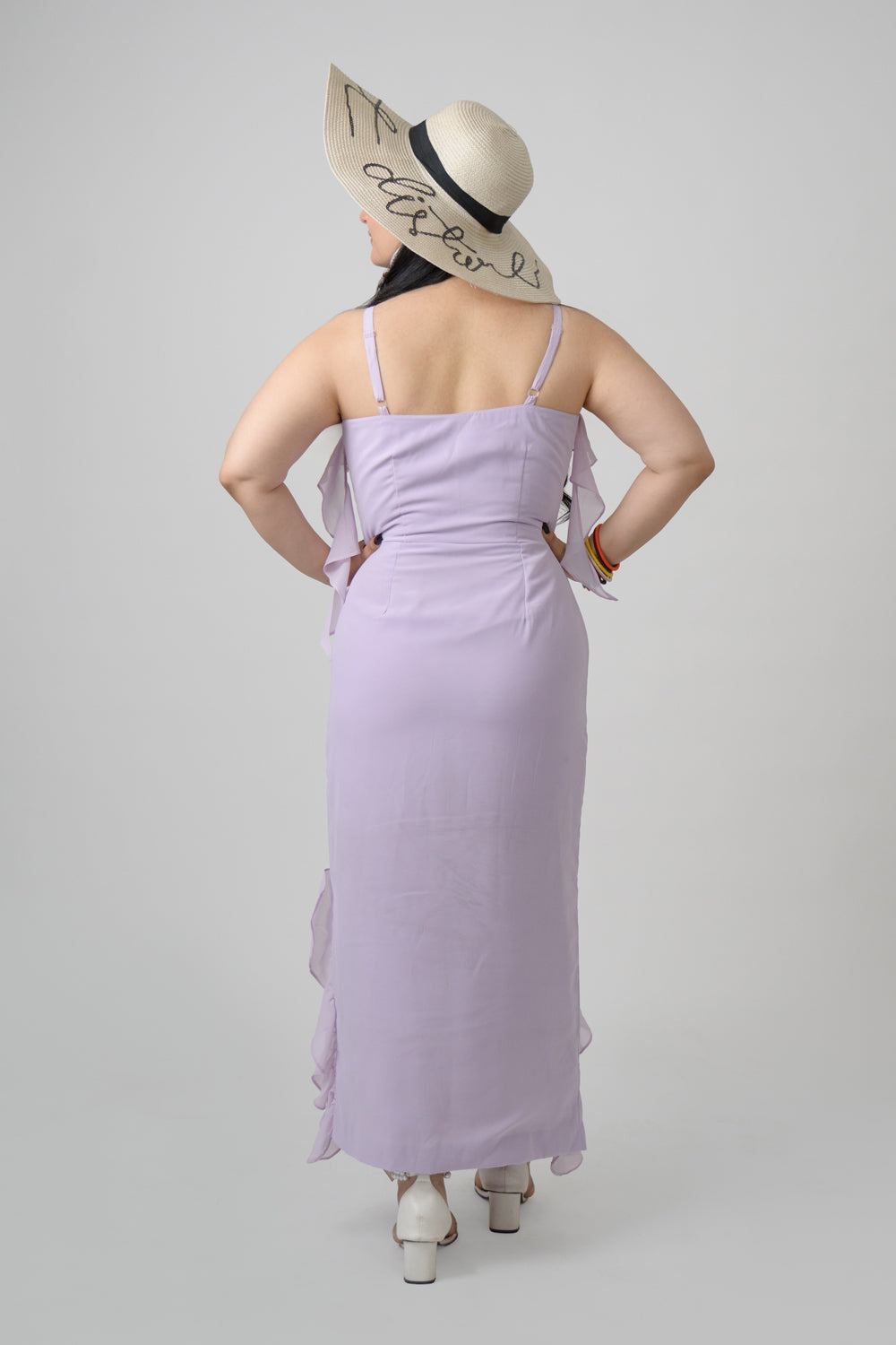 Lavender Frill Georgette Dress