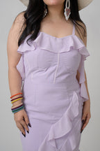 Lavender Frill Georgette Dress