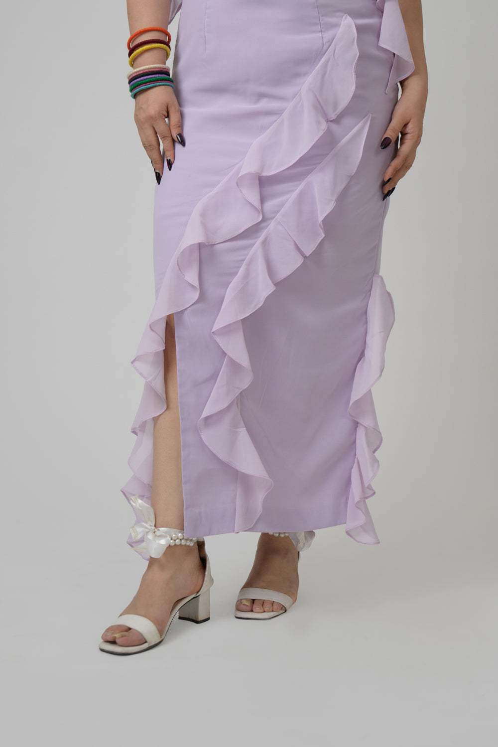 Lavender Frill Georgette Dress