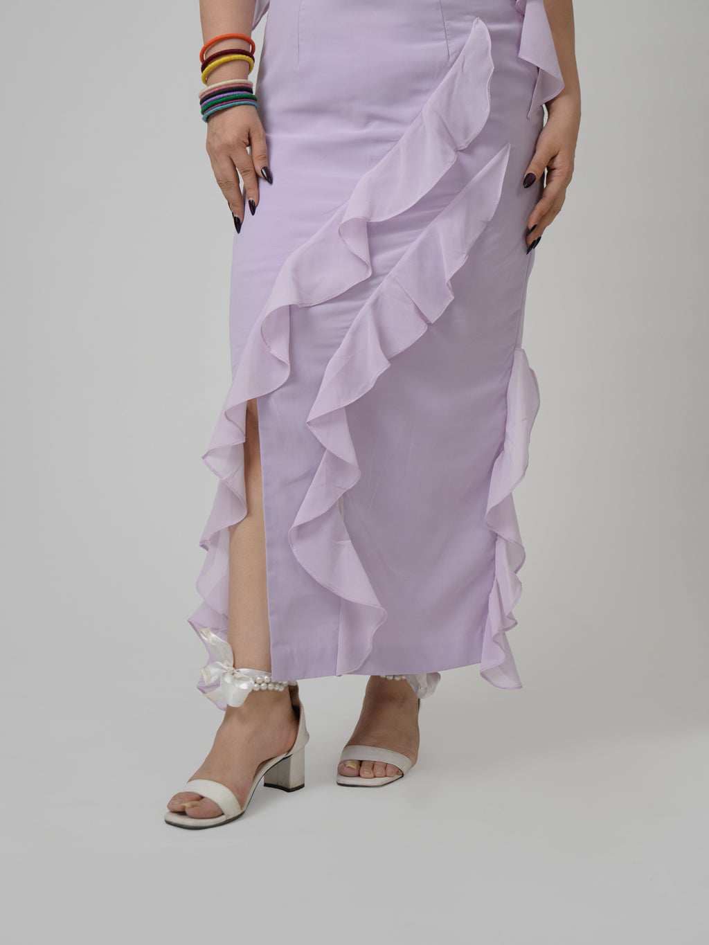lavender georgette frill dress
