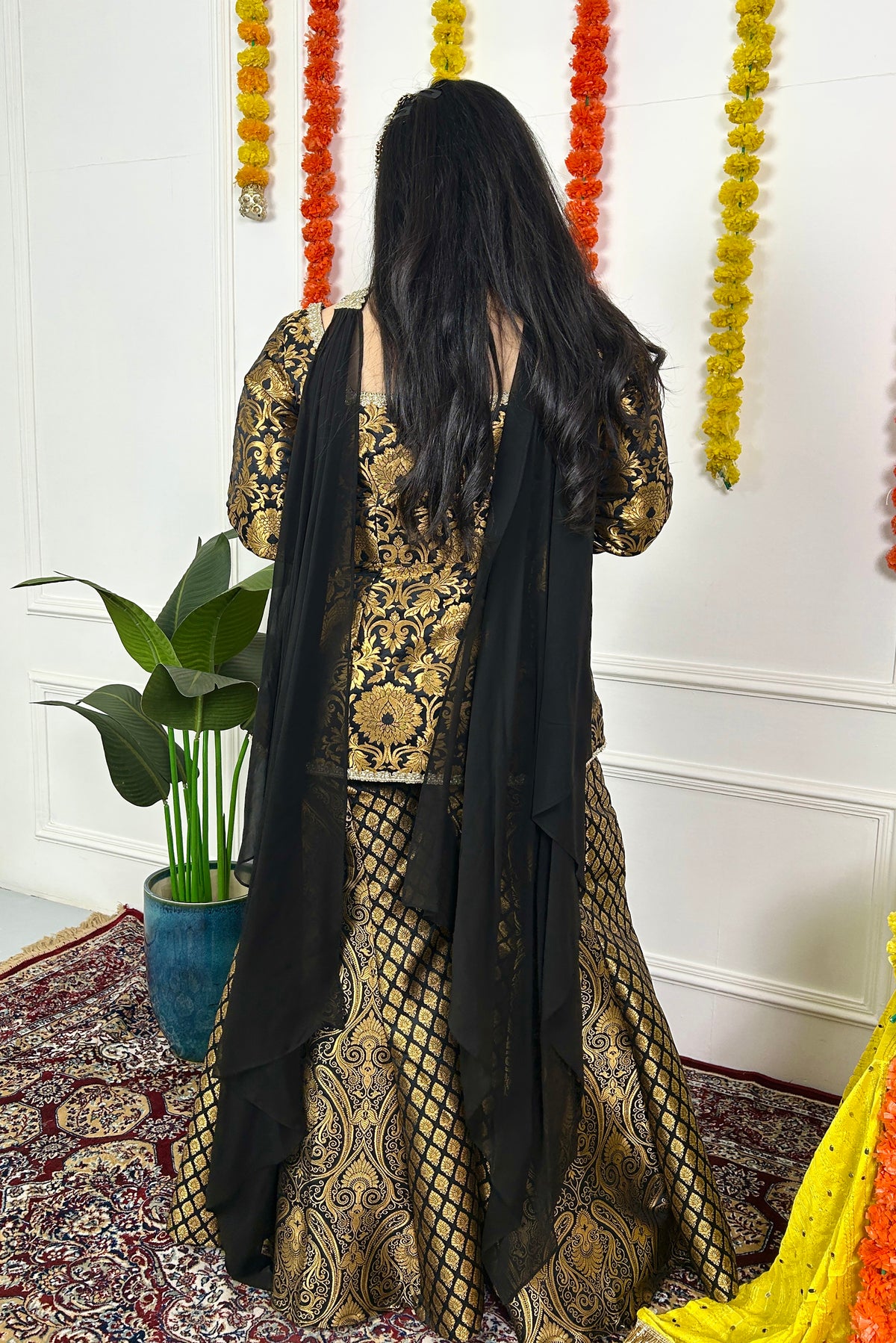 Black Sharara Set with Choker Dupatta