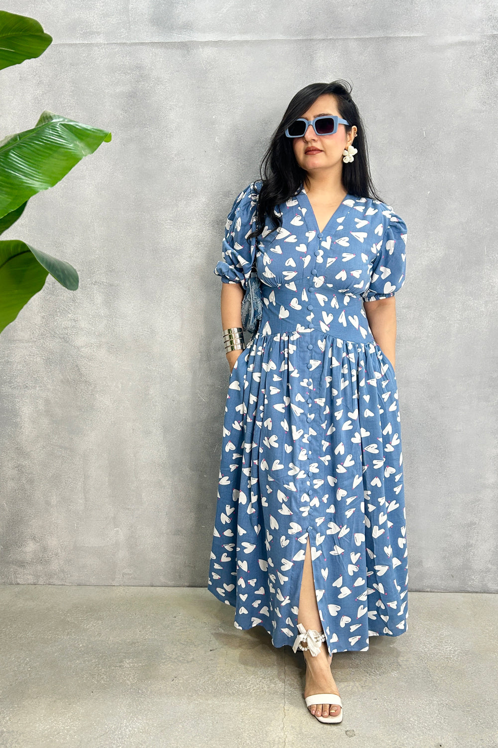 Blue Heart Printed Dress