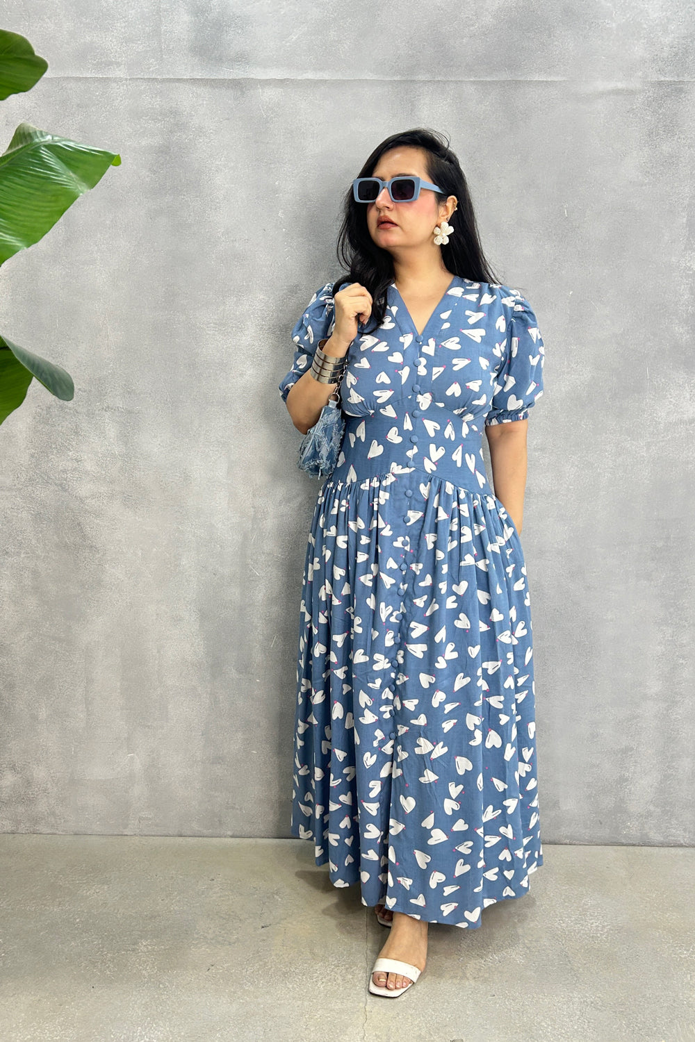 Blue Heart Printed Dress