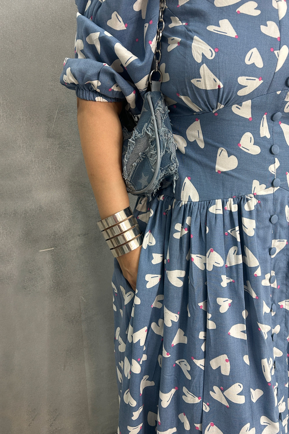 Blue Heart Printed Dress