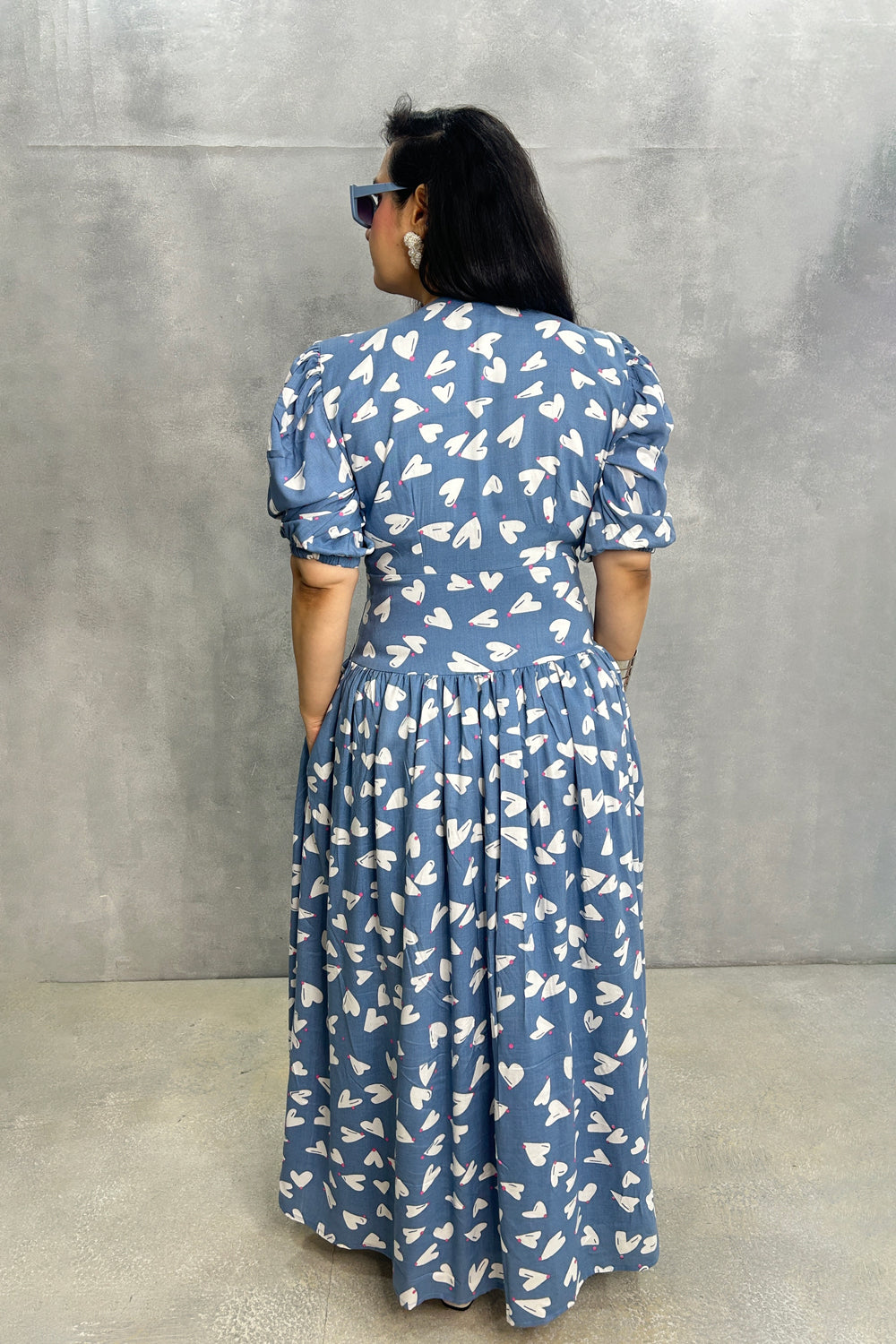 Blue Heart Printed Dress