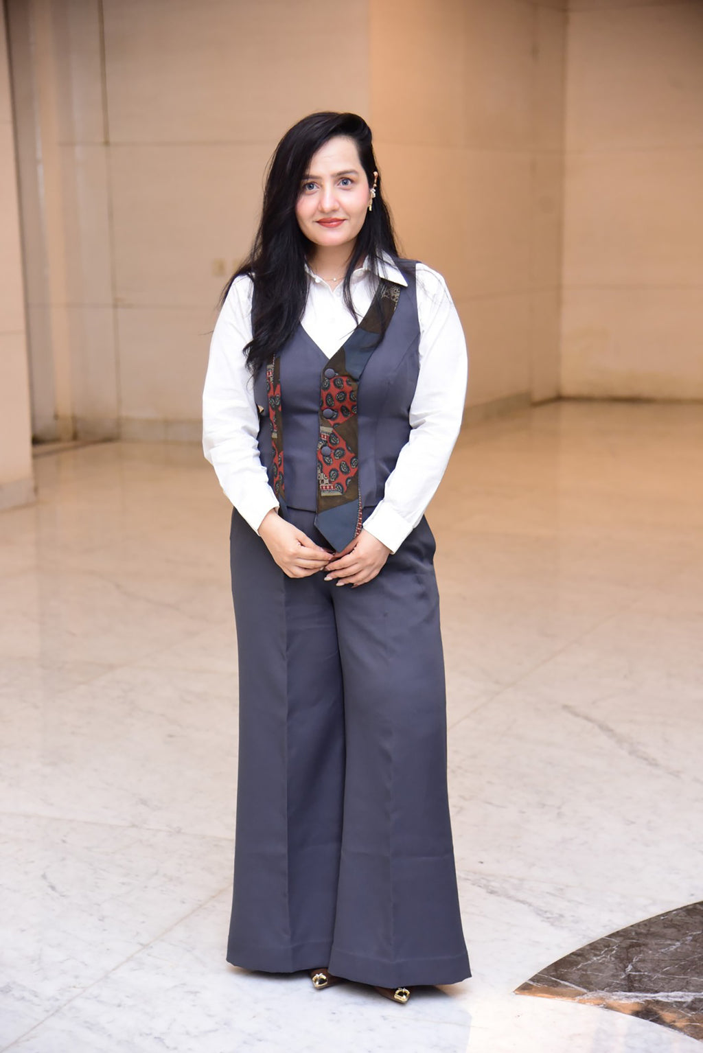 Grey Waist Coat and Pants Co-ordinate Set