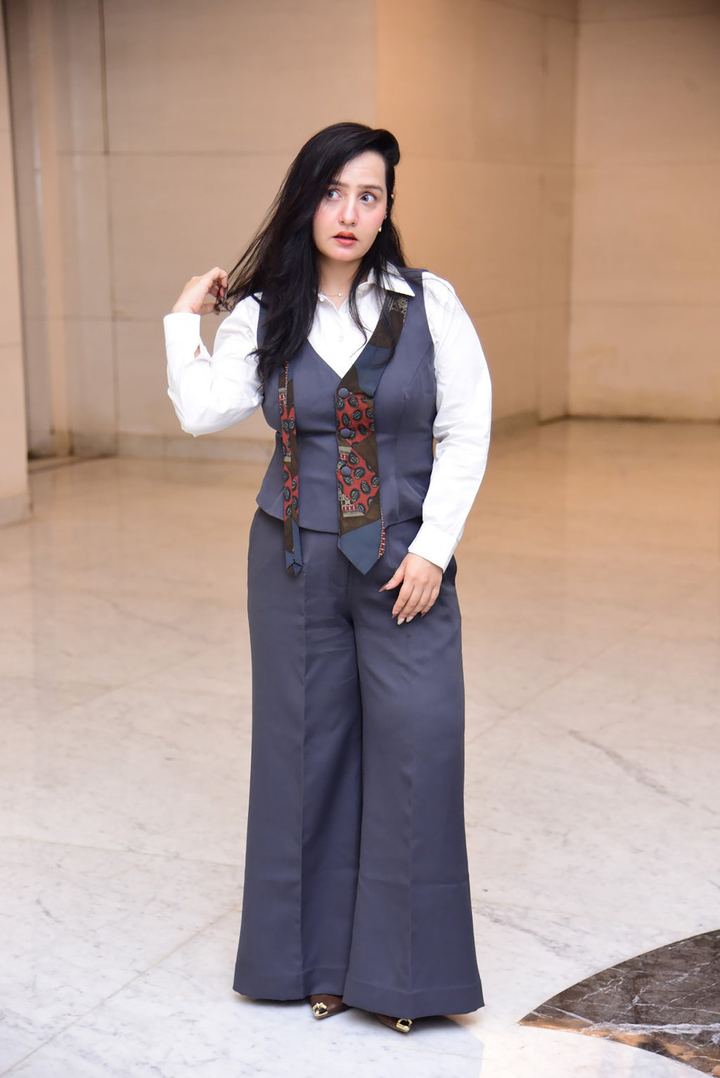 Grey Waist Coat and Pants Co-ordinate Set