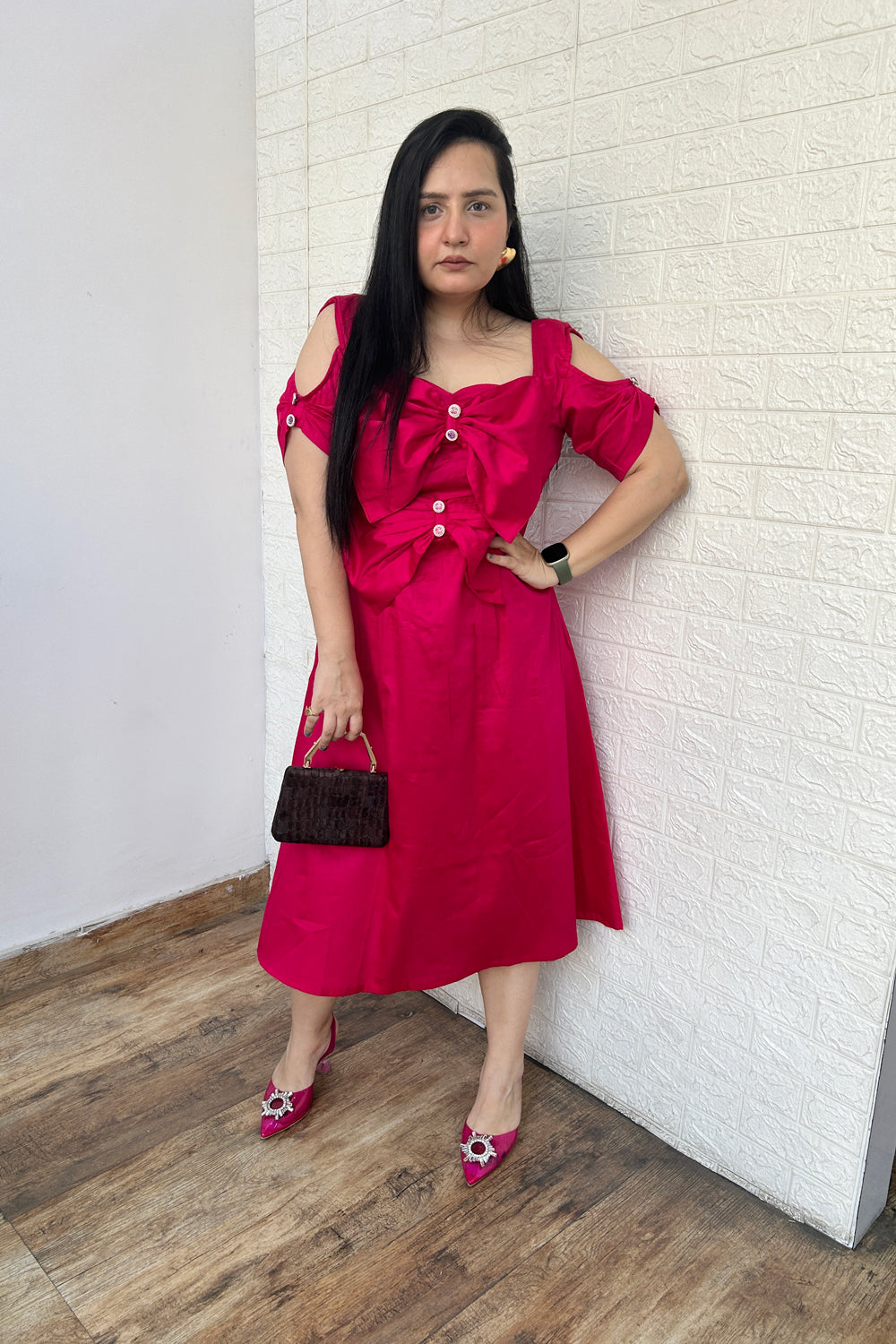 Hot Pink Bow Statement Dress