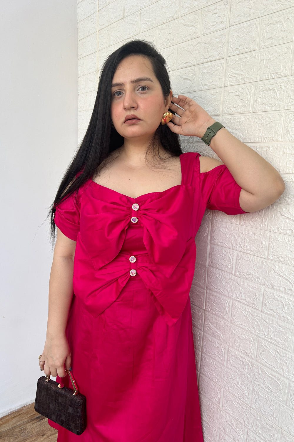 Hot Pink Bow Statement Dress