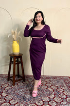 Purple Important Crepe Bodycon Dress